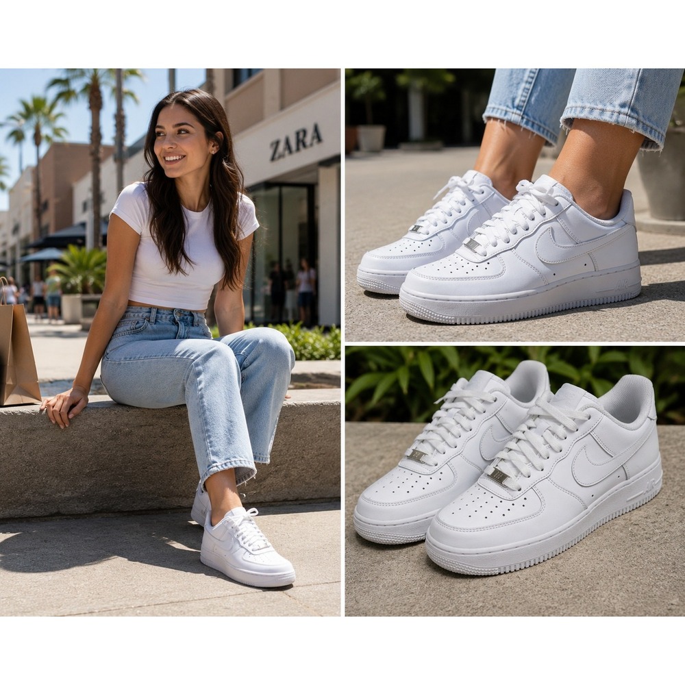 Nike Air Force 1 '07 Women's 9.5 White Low Top Sneakers DD8959-100 - Picture 1 of 16